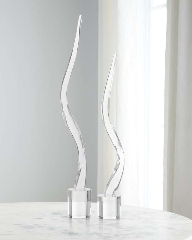 Glass Wave Sculptures, Set of 2